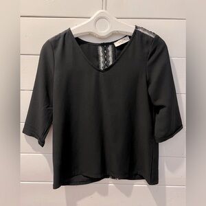 AXARA Paris black blouse  V-Neck Women's size M New